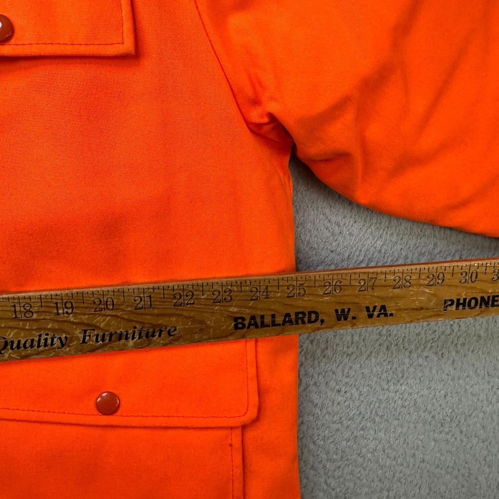 Woolrich Men Large Jacket Hunting Orange Quilted Lined Flap Pocket Field Outdoor - Picture 8 of 10